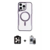 MARSİLYAN™- iPhone 15 Pro Max Kılıf Yadigar Klasik Özel Seri - Siyah Vanessa Magic Hayalet Cam + Turuncu PVD Metal Kamera Lens