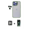 MARSİLYAN™- iPhone 15 Pro Max Kılıf Yankı Asil Serisi - Şeffaf 360 Full Body Arka Koruyucu + PVD Metal Kamera Lens - GI