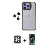 MARSİLYAN™- iPhone 15 Pro Max Kılıf Yankı Asil Serisi - Şeffaf 360 Full Body Arka Koruyucu + PVD Metal Kamera Lens - GI