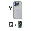 MARSİLYAN™- iPhone 15 Pro Max Kılıf Yankı Asil Serisi - Şeffaf 360 Full Body Arka Koruyucu + PVD Metal Kamera Lens - LT