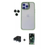 MARSİLYAN™- iPhone 15 Pro Max Kılıf Yankı Asil Serisi - Şeffaf 360 Full Body Arka Koruyucu + Raze Metal Kamera Lens - LT