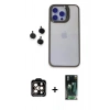 MARSİLYAN™- iPhone 15 Pro Max Kılıf Yankı Asil Serisi - Şeffaf 360 Full Body Arka Koruyucu + Turuncu PVD Metal Kamera Lens