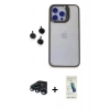 MARSİLYAN™- iPhone 15 Pro Max Kılıf Yankı Asil Serisi - Şeffaf Pasifik Cam Ekran Koruyucu + Raze Metal Kamera Lens - LT