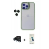 MARSİLYAN™- iPhone 15 Pro Max Kılıf Yankı Asil Serisi - Şeffaf Pasifik Cam Ekran Koruyucu + Raze Metal Kamera Lens - LT
