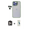 MARSİLYAN™- iPhone 15 Pro Max Kılıf Yankı Asil Serisi - Şeffaf Pasifik Cam Ekran Koruyucu + PVD Metal Kamera Lens - TU