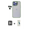MARSİLYAN™- iPhone 15 Pro Max Kılıf Yankı Asil Serisi - Şeffaf Pasifik Cam Ekran Koruyucu + PVD Metal Kamera Lens - SH