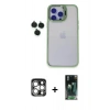 MARSİLYAN™- iPhone 15 Pro Max Kılıf Yankı Asil Serisi - Siyah 360 Mat Full Body Arka Koruyucu + PVD Metal Kamera Lens - GS