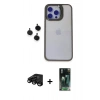 MARSİLYAN™- iPhone 15 Pro Max Kılıf Yankı Asil Serisi - Siyah 360 Mat Full Body Arka Koruyucu + Raze Metal Kamera Lens - SH