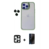 MARSİLYAN™- iPhone 15 Pro Max Kılıf Yankı Asil Serisi - Siyah 3D Antistatik Hayalet Cam Ekran Koruyucu + PVD Metal Kamera Lens - LT