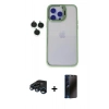 MARSİLYAN™- iPhone 15 Pro Max Kılıf Yankı Asil Serisi - Siyah 3D Antistatik Hayalet Cam Ekran Koruyucu + Raze Metal Kamera Lens - LT