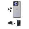 MARSİLYAN™- iPhone 15 Pro Max Kılıf Yankı Asil Serisi - Siyah 3D Antistatik Hayalet Cam Ekran Koruyucu + Raze Metal Kamera Lens - LT