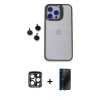 MARSİLYAN™- iPhone 15 Pro Max Kılıf Yankı Asil Serisi - Siyah 3D Antistatik Hayalet Cam Ekran Koruyucu + PVD Metal Kamera Lens - LT