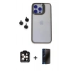 MARSİLYAN™- iPhone 15 Pro Max Kılıf Yankı Asil Serisi - Siyah 3D Antistatik Hayalet Cam Ekran Koruyucu + PVD Metal Kamera Lens - TU