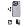 MARSİLYAN™- iPhone 15 Pro Max Kılıf Yankı Asil Serisi - Siyah 3D Antistatik Mat Seramik Nano Ekran Koruyucu + PVD Metal Kamera Lens - GS
