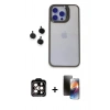 MARSİLYAN™- iPhone 15 Pro Max Kılıf Yankı Asil Serisi - Siyah 3D Antistatik Mat Seramik Nano Ekran Koruyucu + PVD Metal Kamera Lens - TU