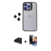 MARSİLYAN™- iPhone 15 Pro Max Kılıf Yankı Asil Serisi - Siyah 3D Antistatik Mat Seramik Nano Ekran Koruyucu + Raze Metal Kamera Lens - SH
