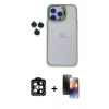 MARSİLYAN™- iPhone 15 Pro Max Kılıf Yankı Asil Serisi - Siyah 3D Antistatik Mat Seramik Nano Ekran Koruyucu + PVD Metal Kamera Lens - TU