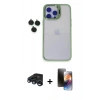 MARSİLYAN™- iPhone 15 Pro Max Kılıf Yankı Asil Serisi - Siyah 3D Antistatik Mat Seramik Nano Ekran Koruyucu + Raze Metal Kamera Lens - LT