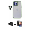 MARSİLYAN™- iPhone 15 Pro Max Kılıf Yankı Asil Serisi - Siyah 3D Antistatik Mat Seramik Nano Ekran Koruyucu + Raze Metal Kamera Lens - SH