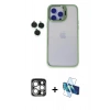 MARSİLYAN™- iPhone 15 Pro Max Kılıf Yankı Asil Serisi - Siyah 3D Antistatik Seramik Nano Ekran Koruyucu + Gümüş PVD Metal Kamera Lens