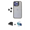 MARSİLYAN™- iPhone 15 Pro Max Kılıf Yankı Asil Serisi - Siyah 3D Antistatik Seramik Nano Ekran Koruyucu + Raze Metal Kamera Lens - GS