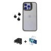 MARSİLYAN™- iPhone 15 Pro Max Kılıf Yankı Asil Serisi - Siyah 3D Antistatik Seramik Nano Ekran Koruyucu + Raze Metal Kamera Lens - TMGI