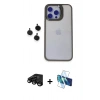 MARSİLYAN™- iPhone 15 Pro Max Kılıf Yankı Asil Serisi - Siyah 3D Antistatik Seramik Nano Ekran Koruyucu + Raze Metal Kamera Lens - SH