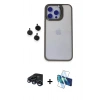 MARSİLYAN™- iPhone 15 Pro Max Kılıf Yankı Asil Serisi - Siyah 3D Antistatik Seramik Nano Ekran Koruyucu + Raze Metal Kamera Lens - LT