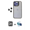 MARSİLYAN™- iPhone 15 Pro Max Kılıf Yankı Asil Serisi - Siyah 3D Antistatik Seramik Nano Ekran Koruyucu + PVD Metal Kamera Lens - SH