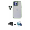 MARSİLYAN™- iPhone 15 Pro Max Kılıf Yankı Asil Serisi - Siyah 3D Antistatik Seramik Nano Ekran Koruyucu + Raze Metal Kamera Lens - GS