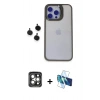 MARSİLYAN™- iPhone 15 Pro Max Kılıf Yankı Asil Serisi - Siyah 3D Antistatik Seramik Nano Ekran Koruyucu + PVD Metal Kamera Lens - GI