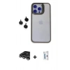 MARSİLYAN™- iPhone 15 Pro Max Kılıf Yankı Asil Serisi - Siyah Bilvis 0.18mm Plus Cam Ekran Koruyucu + Raze Metal Kamera Lens - GS