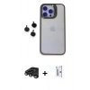 MARSİLYAN™- iPhone 15 Pro Max Kılıf Yankı Asil Serisi - Siyah Bilvis 0.18mm Plus Cam Ekran Koruyucu + Raze Metal Kamera Lens - TMGI