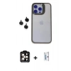 MARSİLYAN™- iPhone 15 Pro Max Kılıf Yankı Asil Serisi - Siyah Bilvis 0.18mm Plus Cam Ekran Koruyucu + PVD Metal Kamera Lens - TU