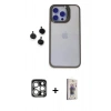 MARSİLYAN™- iPhone 15 Pro Max Kılıf Yankı Asil Serisi - Siyah Bilvis 3D Cam Ekran Koruyucu + PVD Metal Kamera Lens - GS