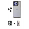 MARSİLYAN™- iPhone 15 Pro Max Kılıf Yankı Asil Serisi - Siyah Bilvis 3D Mat Cam Ekran Koruyucu + PVD Metal Kamera Lens - LT