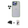 MARSİLYAN™- iPhone 15 Pro Max Kılıf Yankı Asil Serisi - Siyah Bilvis 3D Mat Cam Ekran Koruyucu + Raze Metal Kamera Lens - SH