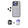 MARSİLYAN™- iPhone 15 Pro Max Kılıf Yankı Asil Serisi - Siyah Bilvis 5in1 3D Magic Cam Ekran Koruyucu + PVD Metal Kamera Lens - TU