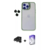 MARSİLYAN™- iPhone 15 Pro Max Kılıf Yankı Asil Serisi - Siyah Bilvis 5in1 3D Magic Cam Ekran Koruyucu + Raze Metal Kamera Lens - GS