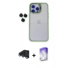 MARSİLYAN™- iPhone 15 Pro Max Kılıf Yankı Asil Serisi - Siyah Bilvis 5in1 3D Magic Cam Ekran Koruyucu + Raze Metal Kamera Lens - LT