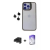 MARSİLYAN™- iPhone 15 Pro Max Kılıf Yankı Asil Serisi - Siyah Bilvis 5in1 3D Magic Cam Ekran Koruyucu + Raze Metal Kamera Lens - TMGI