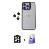 MARSİLYAN™- iPhone 15 Pro Max Kılıf Yankı Asil Serisi - Siyah Bilvis 5in1 5D Magic Hayalet Cam Ekran Koruyucu + PVD Metal Kamera Lens - TU