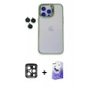 MARSİLYAN™- iPhone 15 Pro Max Kılıf Yankı Asil Serisi - Siyah Bilvis 5in1 5D Magic Hayalet Cam Ekran Koruyucu + PVD Metal Kamera Lens - LT