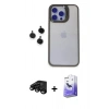 MARSİLYAN™- iPhone 15 Pro Max Kılıf Yankı Asil Serisi - Siyah Bilvis 5in1 5D Magic Hayalet Cam Ekran Koruyucu + Siyah Raze Metal Kamera Lens