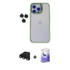 MARSİLYAN™- iPhone 15 Pro Max Kılıf Yankı Asil Serisi - Siyah Bilvis 5in1 5D Magic Hayalet Cam Ekran Koruyucu + Siyah Raze Metal Kamera Lens