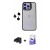MARSİLYAN™- iPhone 15 Pro Max Kılıf Yankı Asil Serisi - Siyah Bilvis 5in1 5D Magic Hayalet Cam Ekran Koruyucu + Raze Metal Kamera Lens - TMGI