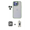 MARSİLYAN™- iPhone 15 Pro Max Kılıf Yankı Asil Serisi - Siyah Bilvis Hayalet Cam Ekran Koruyucu + PVD Metal Kamera Lens - GI