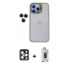 MARSİLYAN™- iPhone 15 Pro Max Kılıf Yankı Asil Serisi - Siyah Bilvis Hayalet Cam Ekran Koruyucu + PVD Metal Kamera Lens - LT