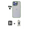 MARSİLYAN™- iPhone 15 Pro Max Kılıf Yankı Asil Serisi - Siyah Bilvis Hayalet Cam Ekran Koruyucu + PVD Metal Kamera Lens - SH