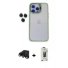 MARSİLYAN™- iPhone 15 Pro Max Kılıf Yankı Asil Serisi - Siyah Bilvis Hayalet Cam Ekran Koruyucu + Raze Metal Kamera Lens - SH
